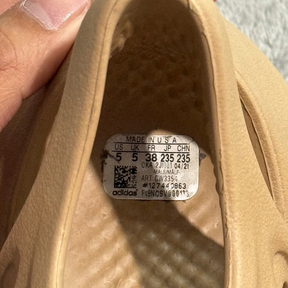 Adidas Yeezy Foam Runner Ochre GW3354 Kids 5Y Womens 6.5 Tan Slip On Sneakers